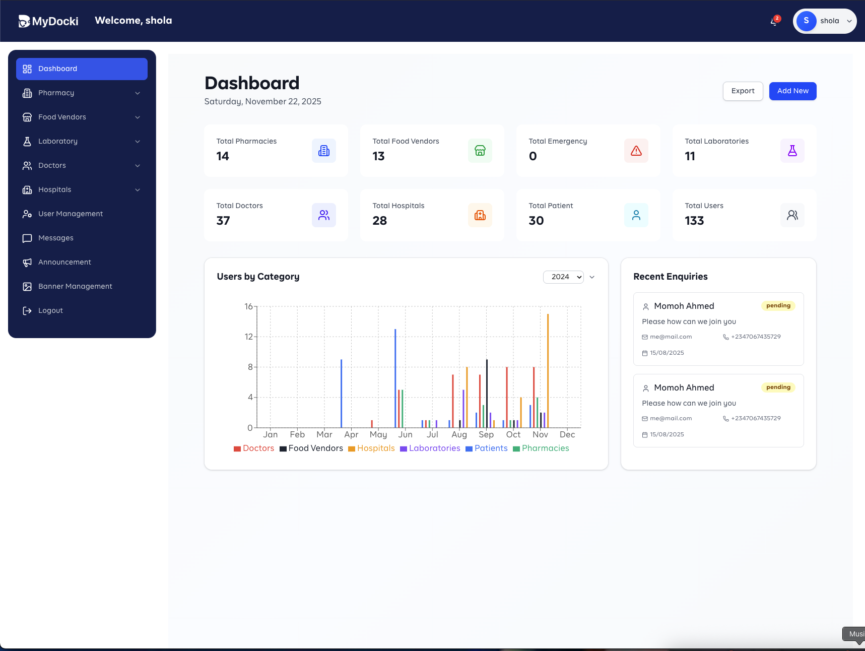 My Docki Admin Management System showcase